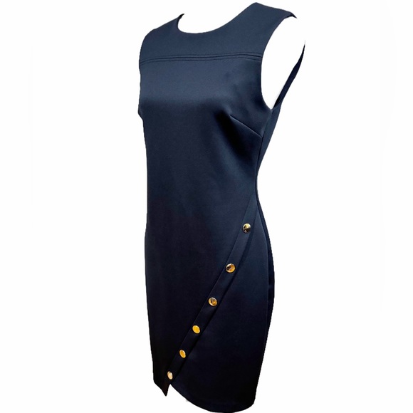 NWOT Tommy Hilfiger Women’s Navy Asymmetrical Scuba Sleeveless Dress Sz 6 - Picture 3 of 5